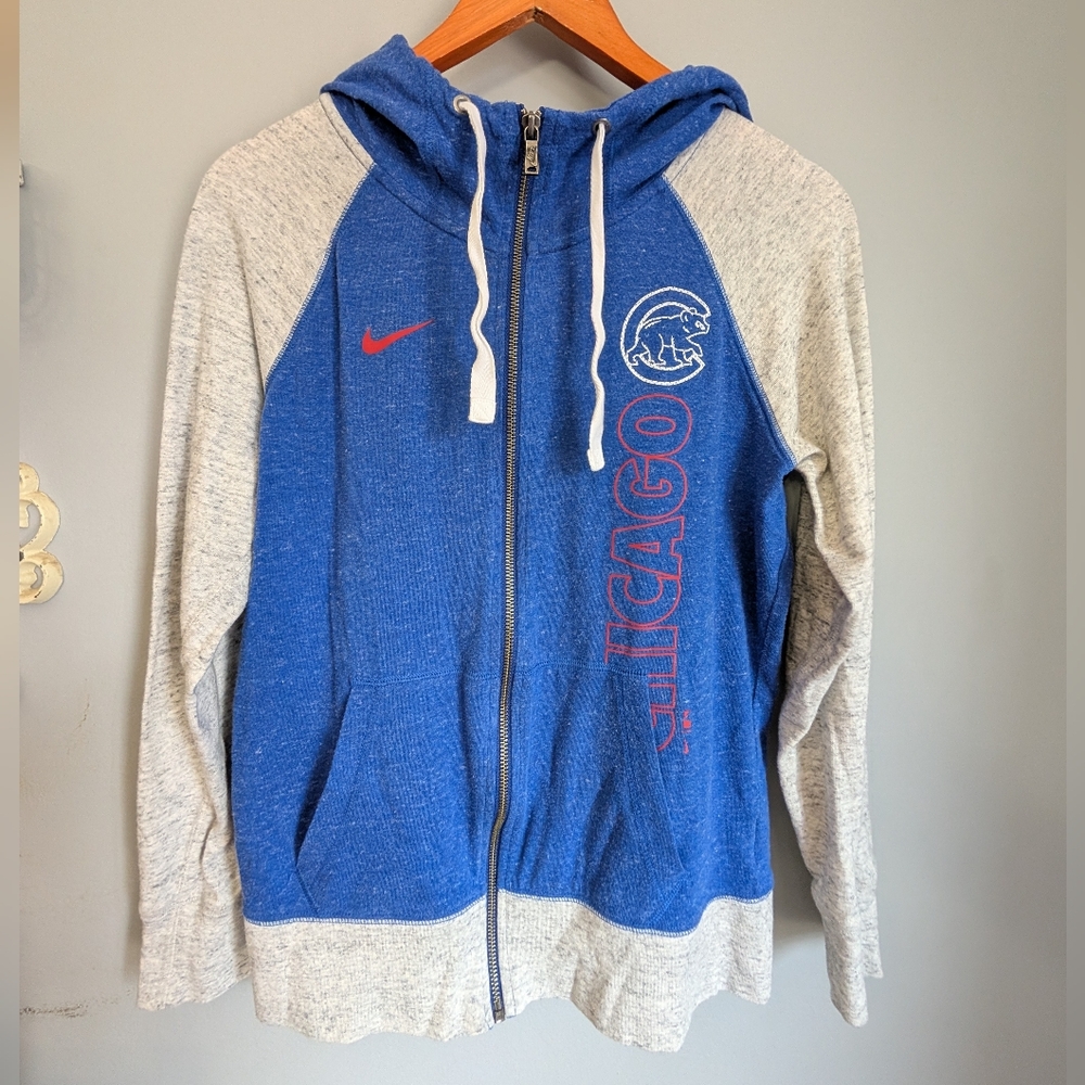 Nike Chicago Cubs Blue & Gray Zip-Up Hoodie